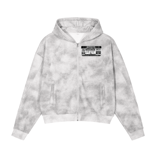 Dirty Washed Zip-Up Fleece Hoodie